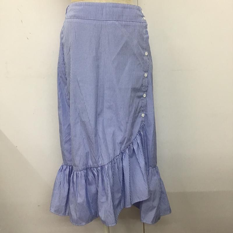 ザラウーマン ZARA WOMAN スカート ロングスカート マーメイド フレア M ストライプ 白 / ホワイト / X 水色 / ライトブルー /  レディース USED 古着 中古 10097212