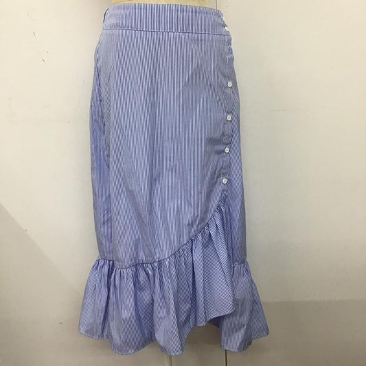 ザラウーマン ZARA WOMAN スカート ロングスカート マーメイド フレア M ストライプ 白 / ホワイト / X 水色 / ライトブルー /  レディース USED 古着 中古 10097212