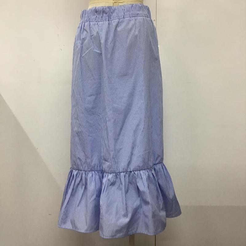 ザラウーマン ZARA WOMAN スカート ロングスカート マーメイド フレア M ストライプ 白 / ホワイト / X 水色 / ライトブルー /  レディース USED 古着 中古 10097212
