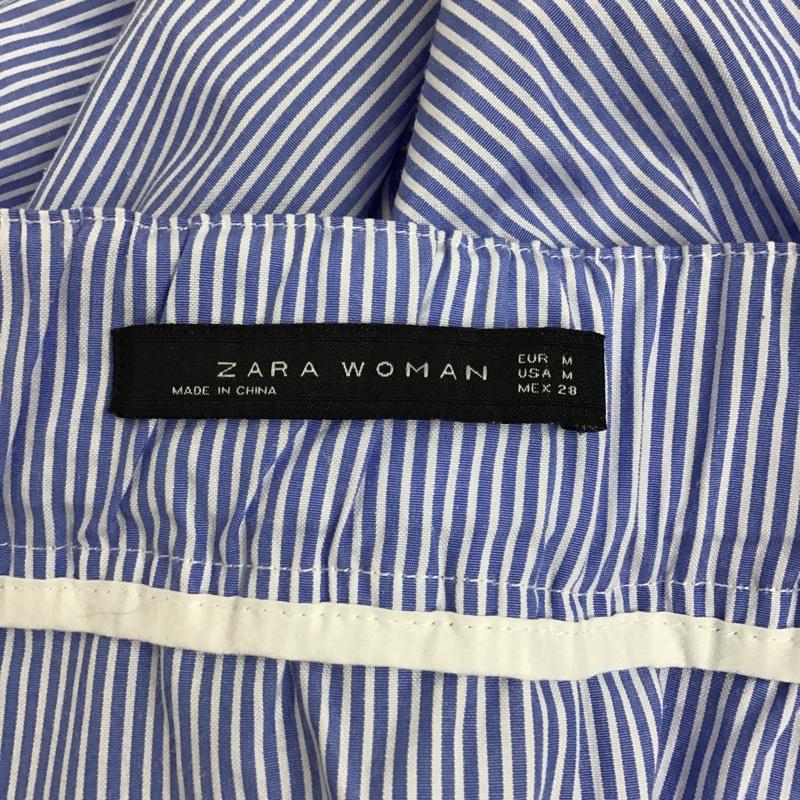 ザラウーマン ZARA WOMAN スカート ロングスカート マーメイド フレア M ストライプ 白 / ホワイト / X 水色 / ライトブルー /  レディース USED 古着 中古 10097212
