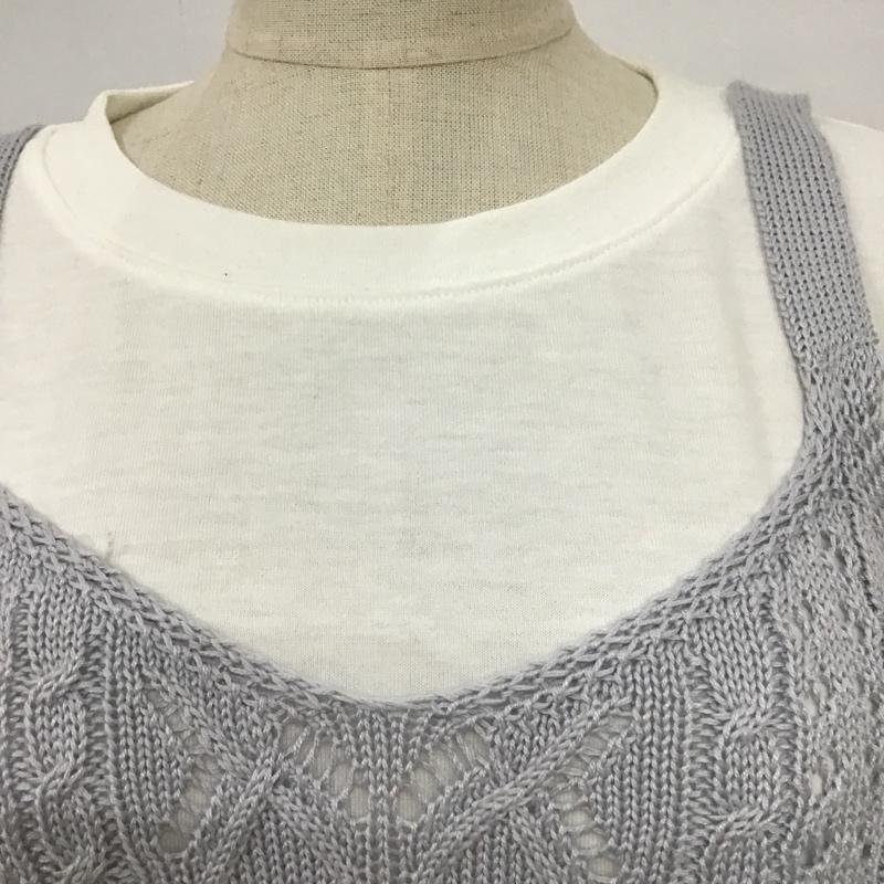 レイカズン Ray Cassin カットソー 半袖 513-852280 透かし柄ビスチェ ゆるＴシャツセット タグ付き FREE 無地 白 / ホワイト / X 灰 / グレー /  レディース USED 古着 中古 10097219