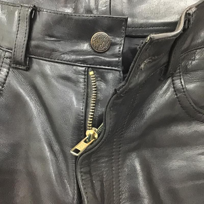 古着 USED ボトムス ボトムス レザーパンツ カジュアルパンツ ストレートパンツ 30インチ 無地 黒 / ブラック /  メンズ USED 古着 中古 10097285
