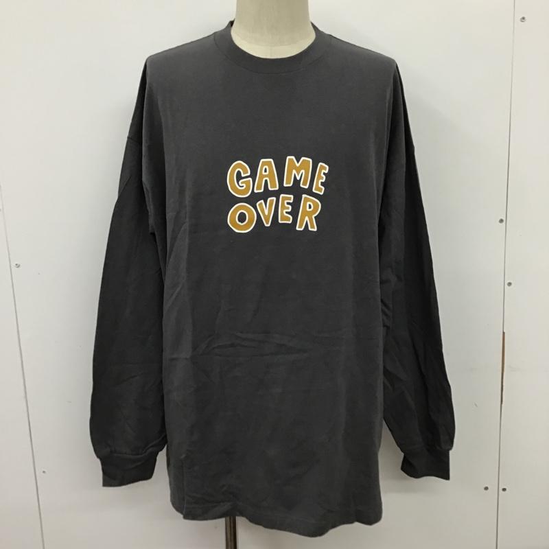 モノマート MONO-MART カットソー 長袖 長袖カットソー クルーネックカットソー ロングスリーブカットソー プリントTシャツ L プリント 灰 / グレー /  メンズ USED 古着 中古 10097485