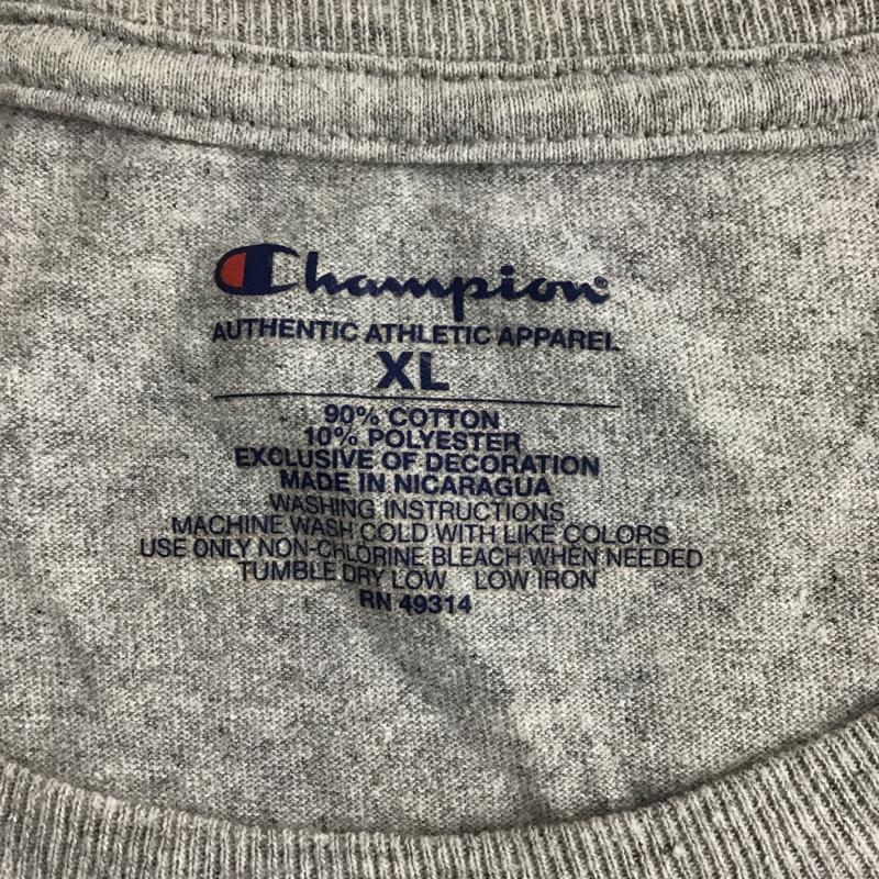 チャンピオン Champion Tシャツ 半袖 半袖カットソー プリントTシャツ クルーネックカットソー 古着 XL プリント 灰 / グレー /  メンズ USED 古着 中古 10097490