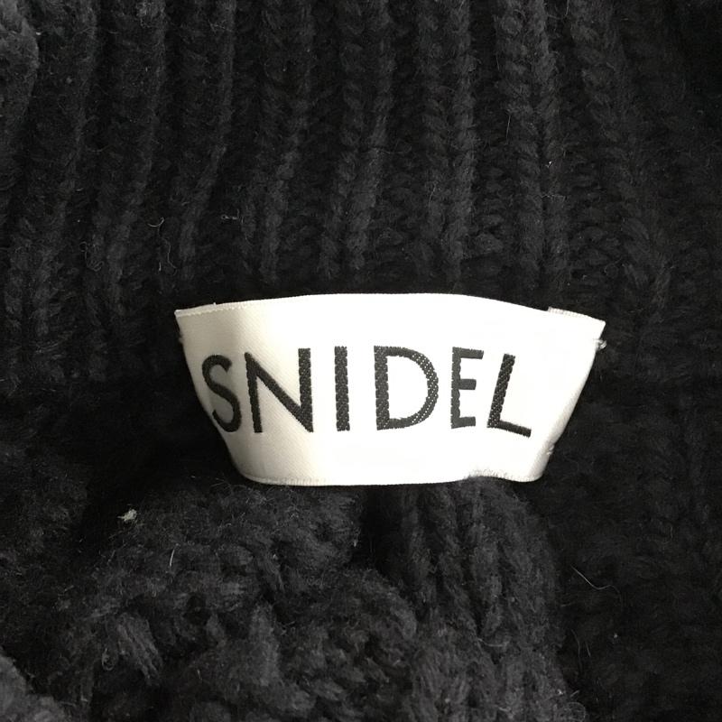 スナイデル SNIDEL ワンピース ひざ丈スカート SWNO185043 ケーブルブロッキングニットワンピ セーター タートルネック 長袖ニットワンピース 34 無地 黒 / ブラック /  レディース USED 古着 中古 10097532