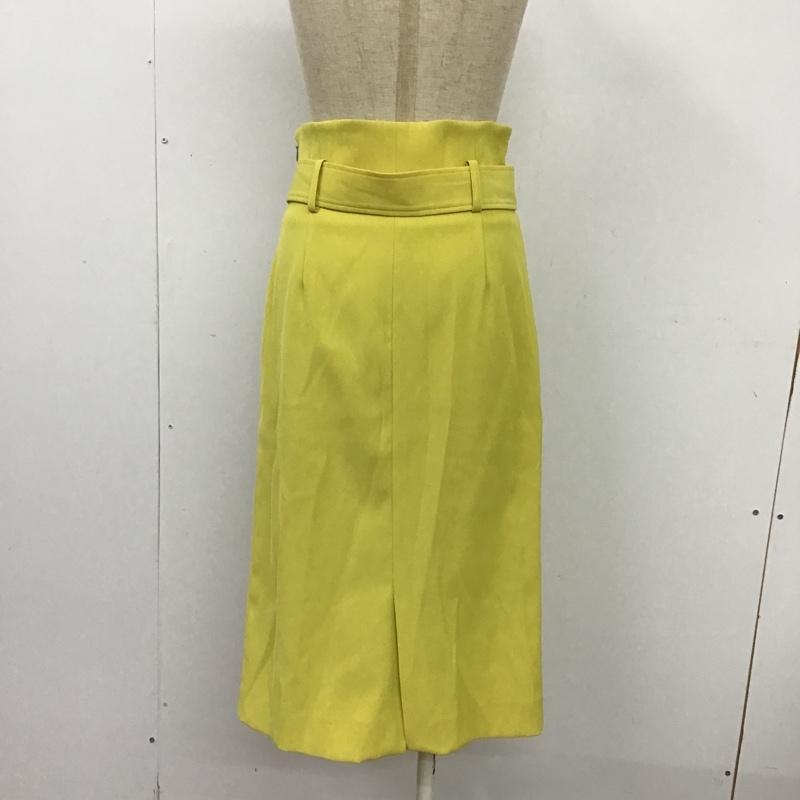 グリーンレーベルリラクシング green label relaxing スカート ひざ丈スカート 3624-199-1251 KF PVIS STRCカルゼ DTK スカート ベルト付き 38 無地 黄 / イエロー /  レディース USED 古着 中古 10097547