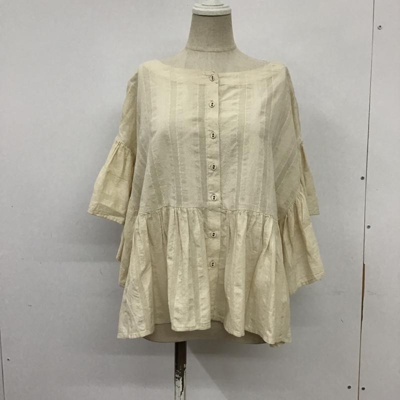 サマンサモスモス Samansa Mos2 カットソー 半袖 1710390 ドビーギャザー前後着ブラウス 前後着 FREE ストライプ アイボリー / アイボリー /  レディース USED 古着 中古 10097554