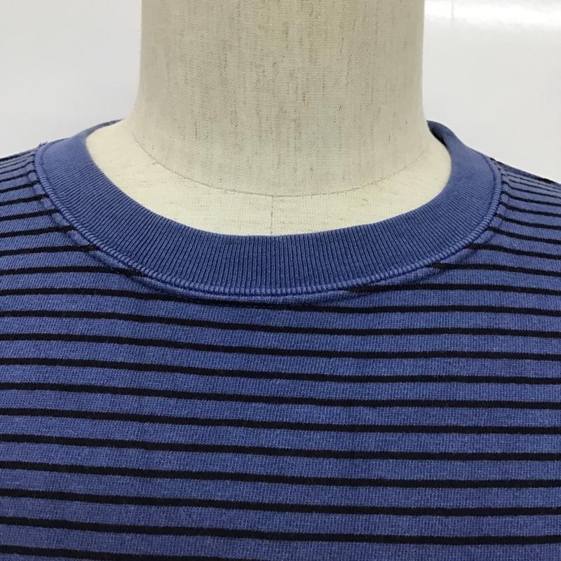 チャンピオン Champion Tシャツ 半袖 C3-P011 クルーネック ロゴ L ボーダー柄 紺 / ネイビー / X 黒 / ブラック /  メンズ USED 古着 中古 10097619