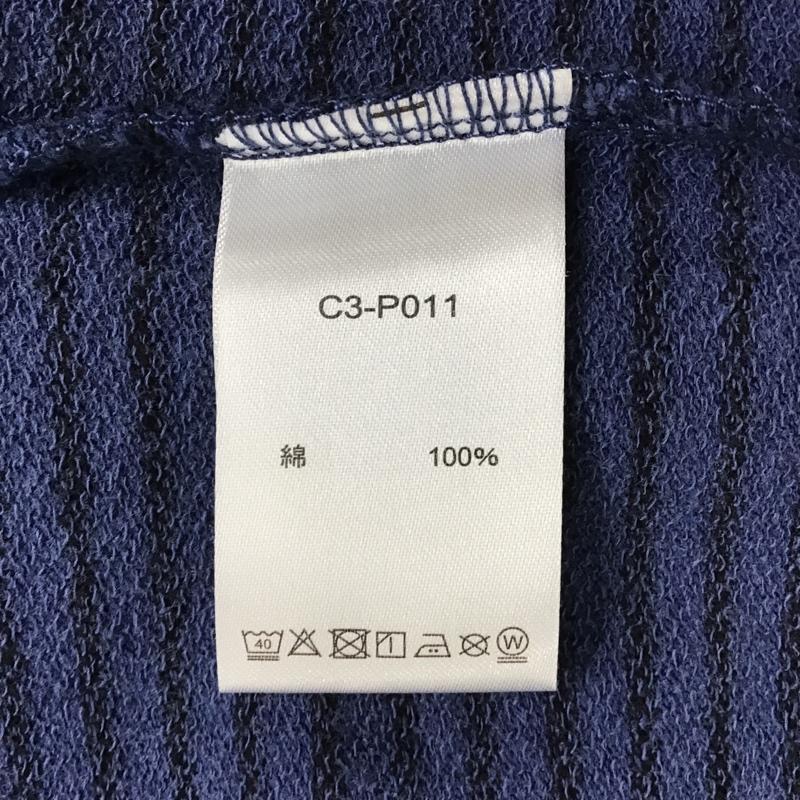 チャンピオン Champion Tシャツ 半袖 C3-P011 クルーネック ロゴ L ボーダー柄 紺 / ネイビー / X 黒 / ブラック /  メンズ USED 古着 中古 10097619