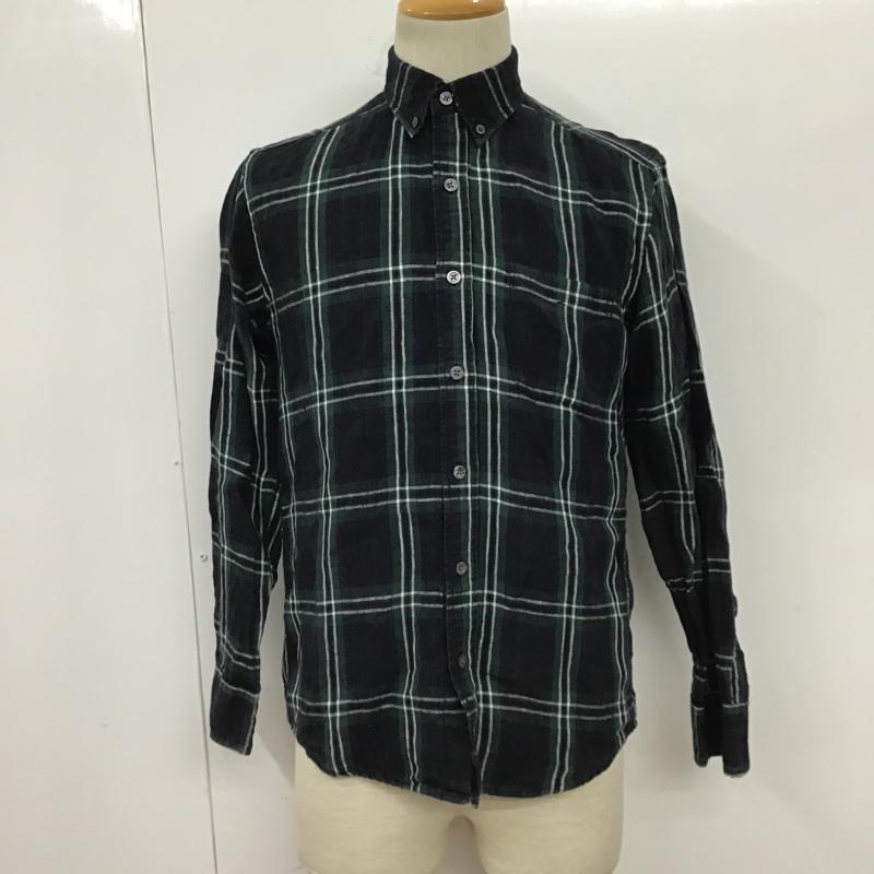 ビーミング バイ ビームス B:MING by BEAMS シャツ、ブラウス 長袖 92-11-0270-277 ベルギーリネン ボタンダウン S チェック 黒 / ブラック / X 白 / ホワイト / X 緑 / グリーン / X 青 / ブルー /  メンズ USED 古着 中古 10097661