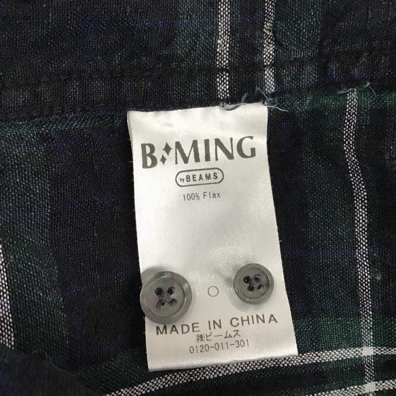 ビーミング バイ ビームス B:MING by BEAMS シャツ、ブラウス 長袖 92-11-0270-277 ベルギーリネン ボタンダウン S チェック 黒 / ブラック / X 白 / ホワイト / X 緑 / グリーン / X 青 / ブルー /  メンズ USED 古着 中古 10097661