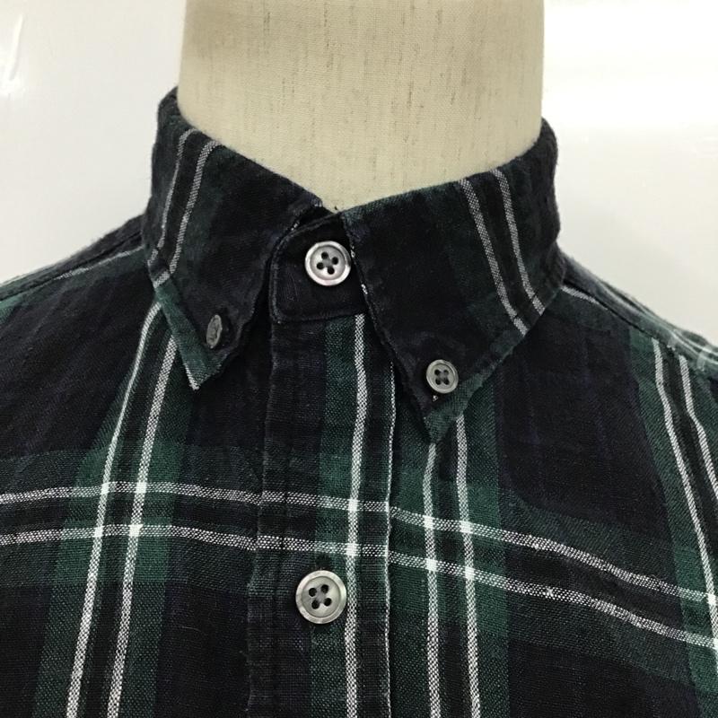 ビーミング バイ ビームス B:MING by BEAMS シャツ、ブラウス 長袖 92-11-0270-277 ベルギーリネン ボタンダウン S チェック 黒 / ブラック / X 白 / ホワイト / X 緑 / グリーン / X 青 / ブルー /  メンズ USED 古着 中古 10097661