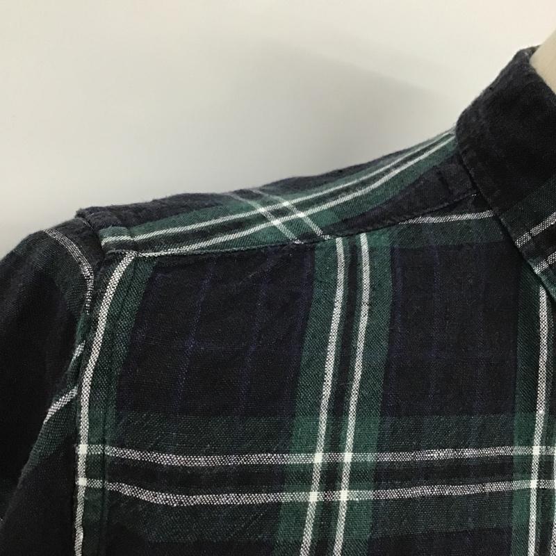 ビーミング バイ ビームス B:MING by BEAMS シャツ、ブラウス 長袖 92-11-0270-277 ベルギーリネン ボタンダウン S チェック 黒 / ブラック / X 白 / ホワイト / X 緑 / グリーン / X 青 / ブルー /  メンズ USED 古着 中古 10097661