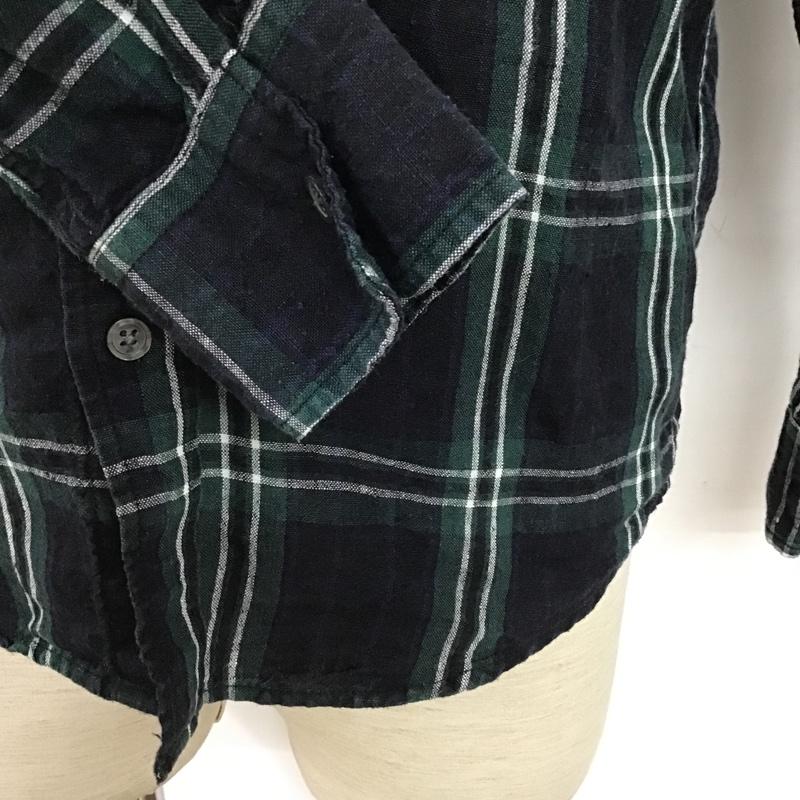 ビーミング バイ ビームス B:MING by BEAMS シャツ、ブラウス 長袖 92-11-0270-277 ベルギーリネン ボタンダウン S チェック 黒 / ブラック / X 白 / ホワイト / X 緑 / グリーン / X 青 / ブルー /  メンズ USED 古着 中古 10097661