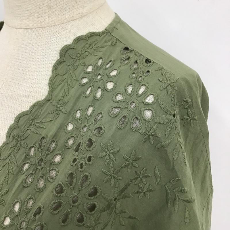 サマンサモスモス Samansa Mos2 ワンピース ひざ丈スカート 1104116 スカラップ刺繍羽織ワンピース FREE 刺繍 カーキ / カーキ /  レディース USED 古着 中古 10097684