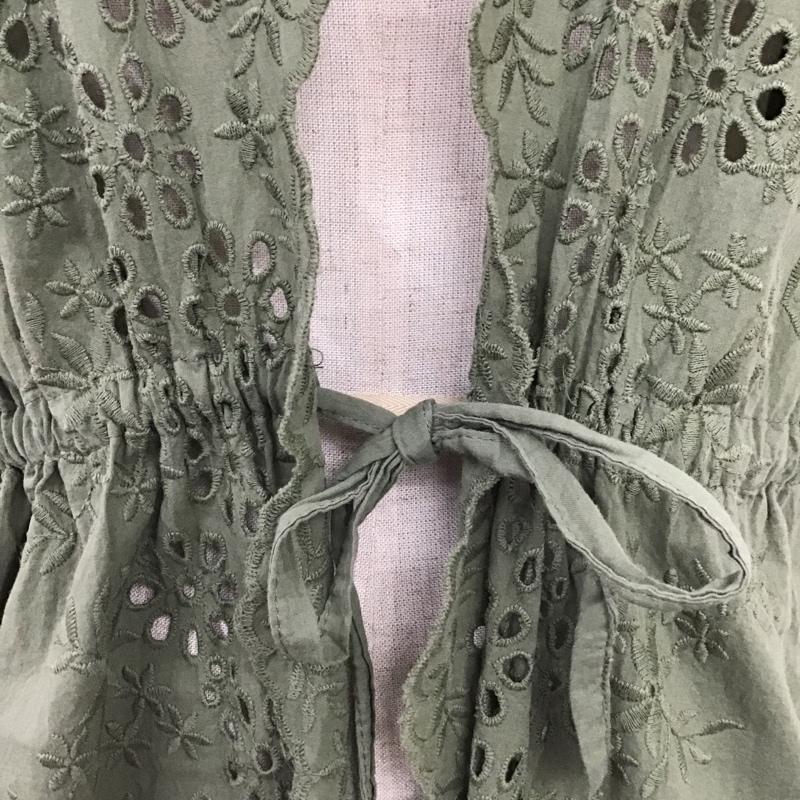 サマンサモスモス Samansa Mos2 ワンピース ひざ丈スカート 1104116 スカラップ刺繍羽織ワンピース FREE 刺繍 カーキ / カーキ /  レディース USED 古着 中古 10097684