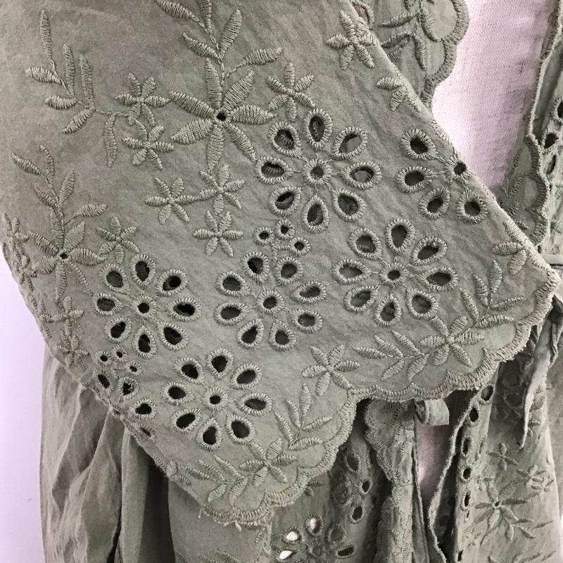 サマンサモスモス Samansa Mos2 ワンピース ひざ丈スカート 1104116 スカラップ刺繍羽織ワンピース FREE 刺繍 カーキ / カーキ /  レディース USED 古着 中古 10097684