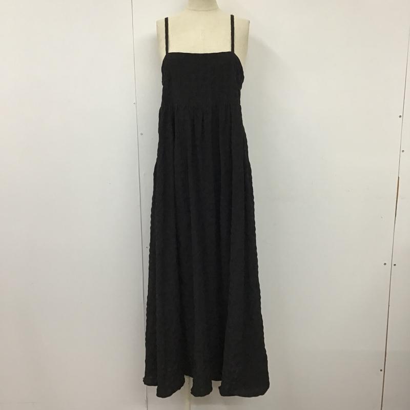 ビス ViS ワンピース ロングスカート BVE-13050-A ふくれチェックキャミワンピース FREE 無地 黒 / ブラック /  レディース USED 古着 中古 10097688