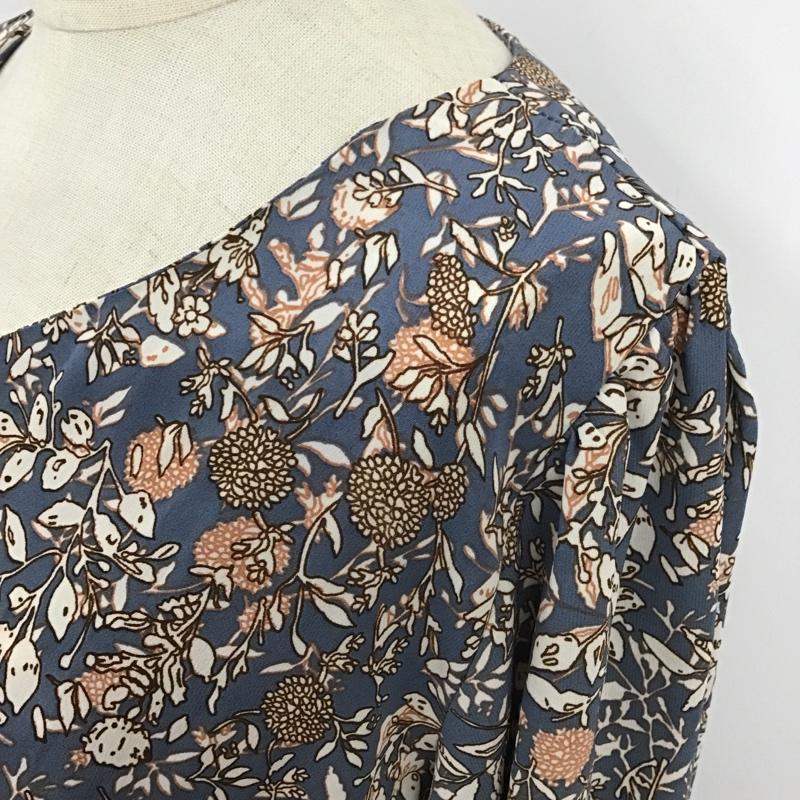 レイカズン Ray Cassin ワンピース ロングスカート 197-611740 Vネック 前開き 長袖 FREE 花柄 青 / ブルー / X 白 / ホワイト / X 茶 / ブラウン / X 橙 / オレンジ /  レディース USED 古着 中古 10097703