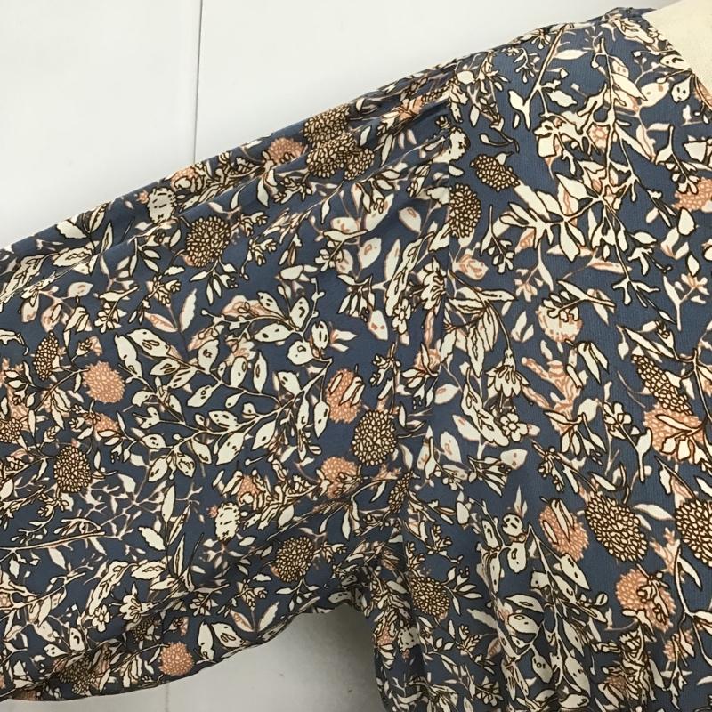 レイカズン Ray Cassin ワンピース ロングスカート 197-611740 Vネック 前開き 長袖 FREE 花柄 青 / ブルー / X 白 / ホワイト / X 茶 / ブラウン / X 橙 / オレンジ /  レディース USED 古着 中古 10097703