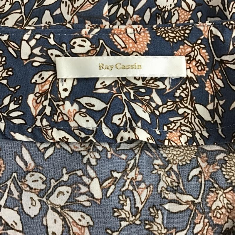レイカズン Ray Cassin ワンピース ロングスカート 197-611740 Vネック 前開き 長袖 FREE 花柄 青 / ブルー / X 白 / ホワイト / X 茶 / ブラウン / X 橙 / オレンジ /  レディース USED 古着 中古 10097703