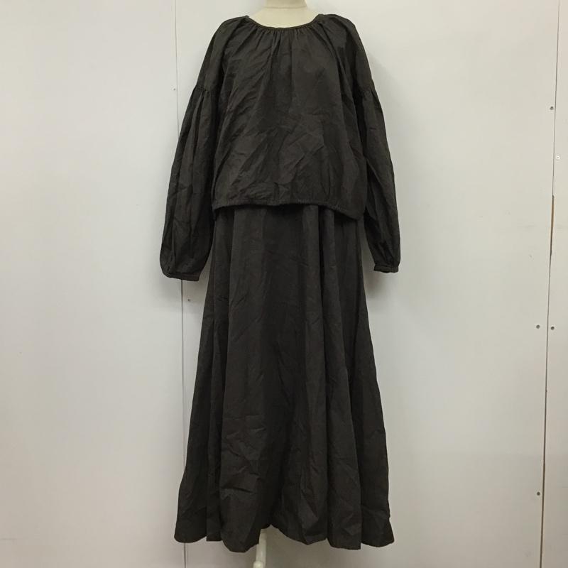ビームス ハート BEAMS HEART ワンピース ロングスカート 43-26-1525-928 ブラウスレイヤードワンピース セット ノースリーブワンピース 無地 チャコールグレー / チャコールグレー /  レディース USED 古着 中古 10097704