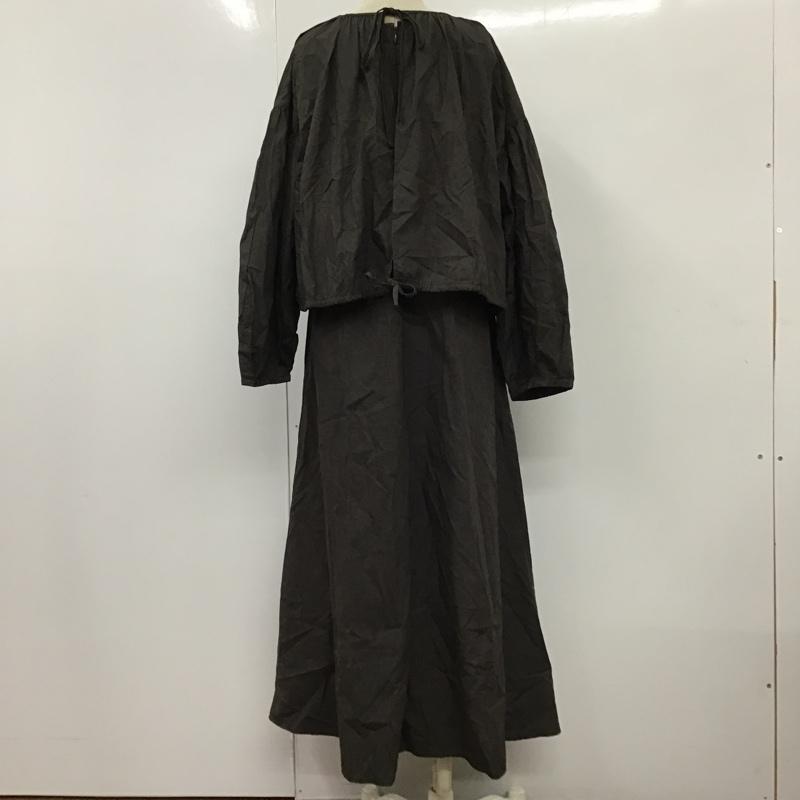 ビームス ハート BEAMS HEART ワンピース ロングスカート 43-26-1525-928 ブラウスレイヤードワンピース セット ノースリーブワンピース 無地 チャコールグレー / チャコールグレー /  レディース USED 古着 中古 10097704