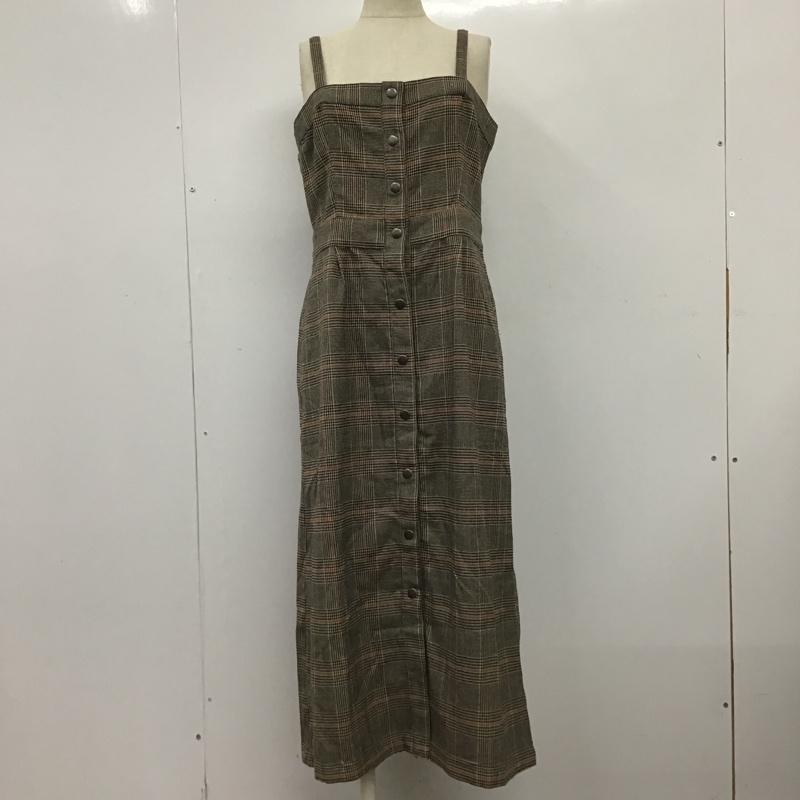 ローリーズファーム LOWRYS FARM ワンピース ひざ丈スカート LF717057TS マエボタンタイトキャミワンピース L チェック ベージュ / ベージュ / X 黒 / ブラック / X 橙 / オレンジ /  レディース USED 古着 中古 10097708