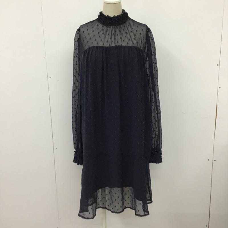 ザラベーシック ZARA BASIC ワンピース ひざ丈スカート 7200 023 409 シアー M ドット 紺 / ネイビー /  レディース USED 古着 中古 10097739