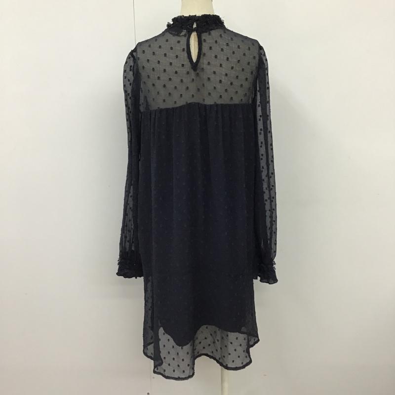 ザラベーシック ZARA BASIC ワンピース ひざ丈スカート 7200 023 409 シアー M ドット 紺 / ネイビー /  レディース USED 古着 中古 10097739