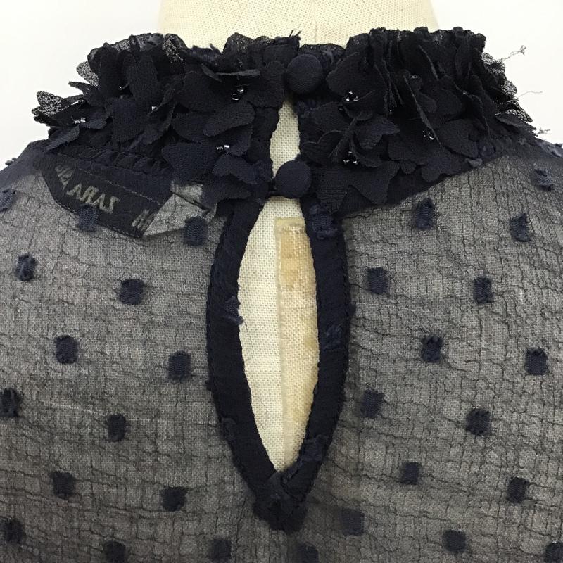 ザラベーシック ZARA BASIC ワンピース ひざ丈スカート 7200 023 409 シアー M ドット 紺 / ネイビー /  レディース USED 古着 中古 10097739