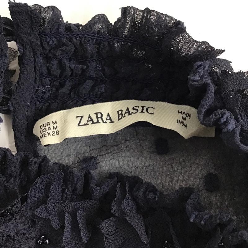 ザラベーシック ZARA BASIC ワンピース ひざ丈スカート 7200 023 409 シアー M ドット 紺 / ネイビー /  レディース USED 古着 中古 10097739