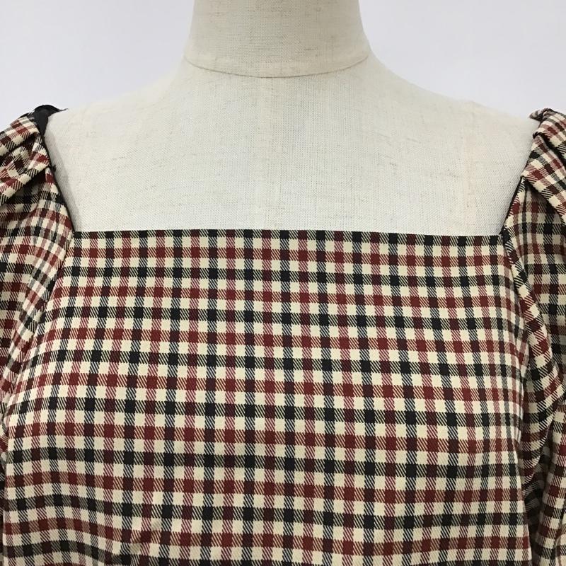 ザラ ZARA ワンピース ミニスカート 0387 160 075 スクエアネック S チェック ベージュ / ベージュ / X 黒 / ブラック / X えんじ / ワインレッド /  レディース USED 古着 中古 10097743