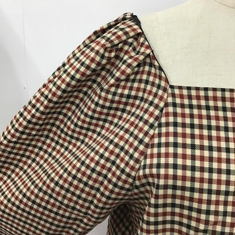 ザラ ZARA ワンピース ミニスカート 0387 160 075 スクエアネック S チェック ベージュ / ベージュ / X 黒 / ブラック / X えんじ / ワインレッド /  レディース USED 古着 中古 10097743