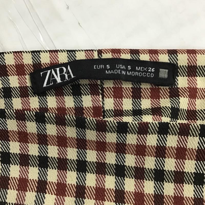 ザラ ZARA ワンピース ミニスカート 0387 160 075 スクエアネック S チェック ベージュ / ベージュ / X 黒 / ブラック / X えんじ / ワインレッド /  レディース USED 古着 中古 10097743