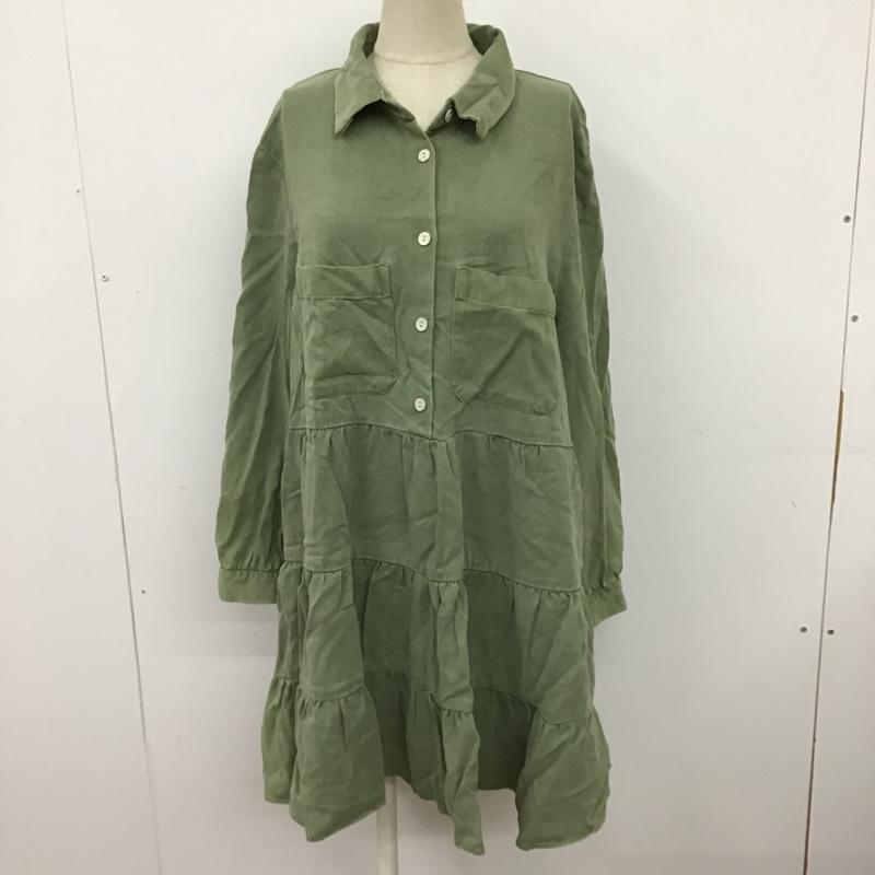 ザラ ZARA ワンピース ミニスカート 2533 499 506 ティアード XL 無地 カーキ / カーキ /  レディース USED 古着 中古 10097745