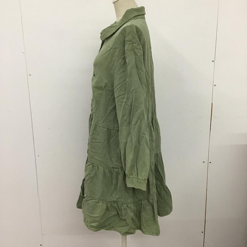 ザラ ZARA ワンピース ミニスカート 2533 499 506 ティアード XL 無地 カーキ / カーキ /  レディース USED 古着 中古 10097745