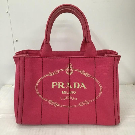 プラダ PRADA トートバッグ トートバッグ キャンバス ロゴ、文字 桃 / ピンク /  レディース USED 古着 中古 10097805