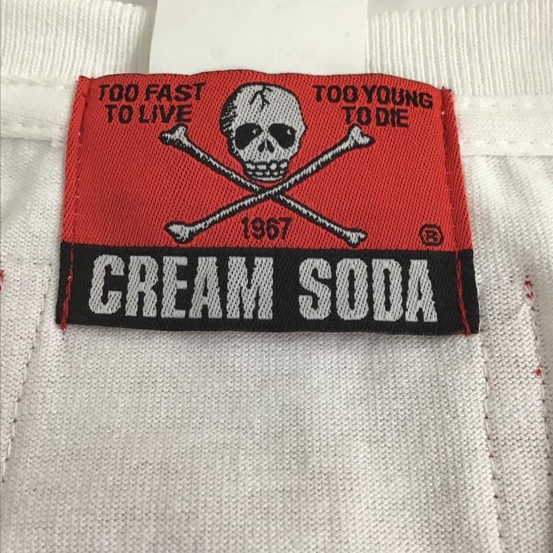 クリームソーダ CREAMSODA Tシャツ 半袖 半袖カットソー プリントTシャツ クルーネックカットソー S プリント 白 / ホワイト /  メンズ USED 古着 中古 10097868