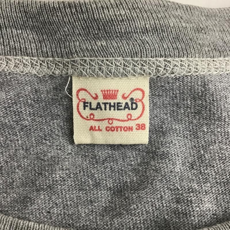 フラットヘッド FLATHEAD Tシャツ 半袖 半袖カットソー プリントTシャツ クルーネックカットソー 38 ロゴ、文字 灰 / グレー /  メンズ USED 古着 中古 10097869