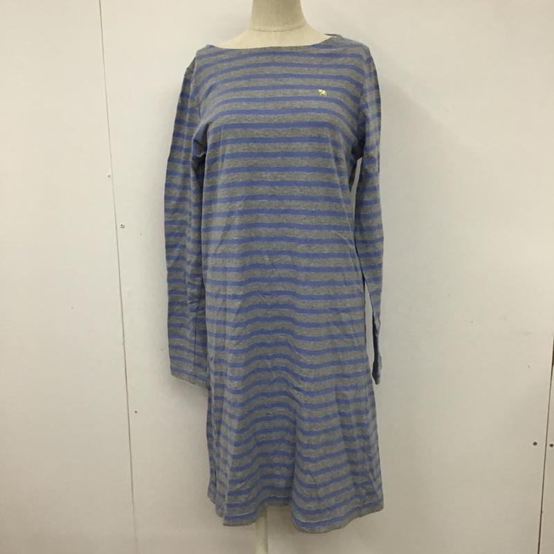 アーノルドパーマー Arnold Palmer ワンピース ひざ丈スカート カットソーワンピ ボーダー 4 ワンポイント 青 / ブルー / X 灰 / グレー /  レディース USED 古着 中古 10097888