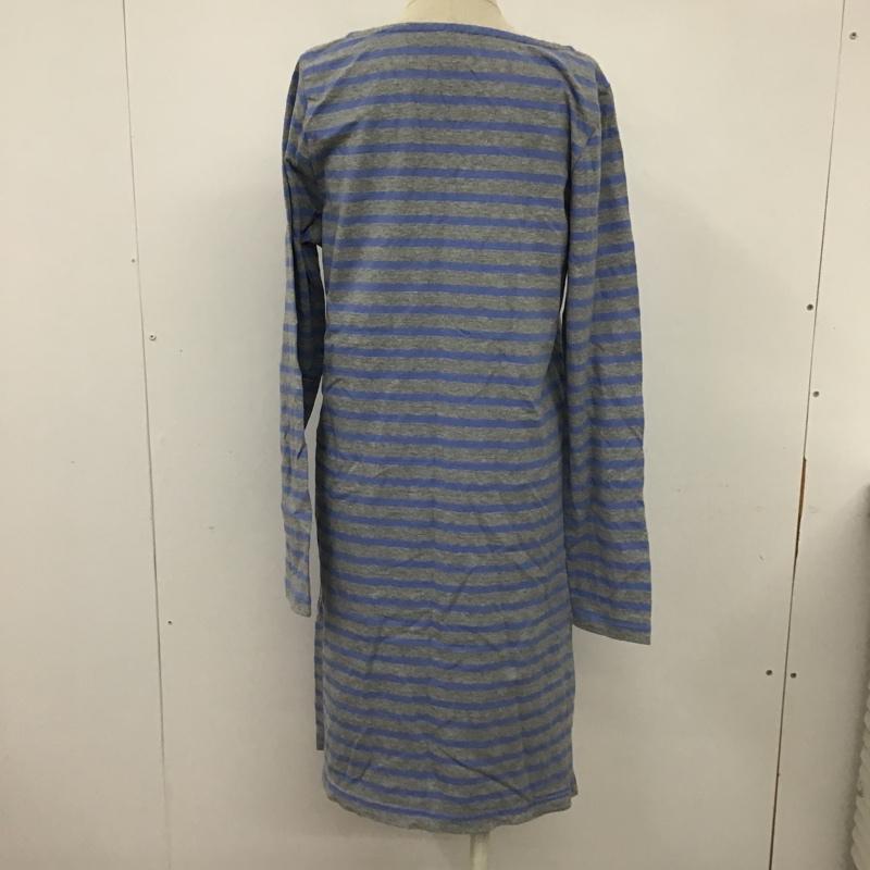 アーノルドパーマー Arnold Palmer ワンピース ひざ丈スカート カットソーワンピ ボーダー 4 ワンポイント 青 / ブルー / X 灰 / グレー /  レディース USED 古着 中古 10097888