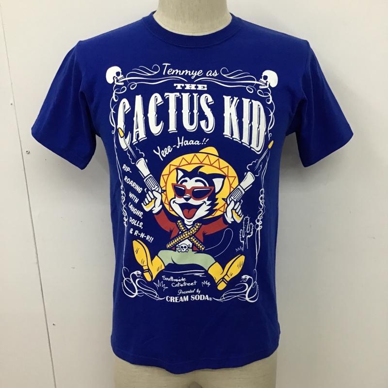 クリームソーダ CREAMSODA Tシャツ 半袖 TEMMYE クルーネック プリント S ロゴ、文字 青 / ブルー /  メンズ USED 古着 中古 10097898