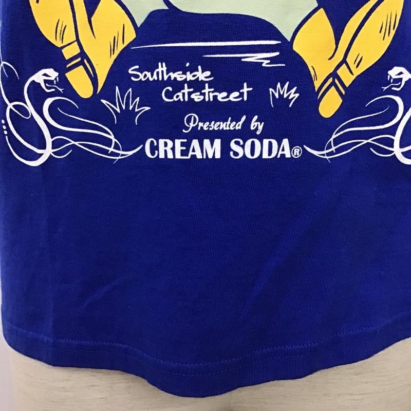 クリームソーダ CREAMSODA Tシャツ 半袖 TEMMYE クルーネック プリント S ロゴ、文字 青 / ブルー /  メンズ USED 古着 中古 10097898