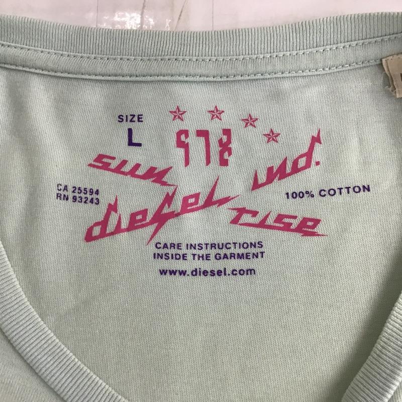ディーゼル DIESEL Tシャツ 半袖 クルーネック L ロゴ、文字 水色 / ライトブルー /  メンズ USED 古着 中古 10097901