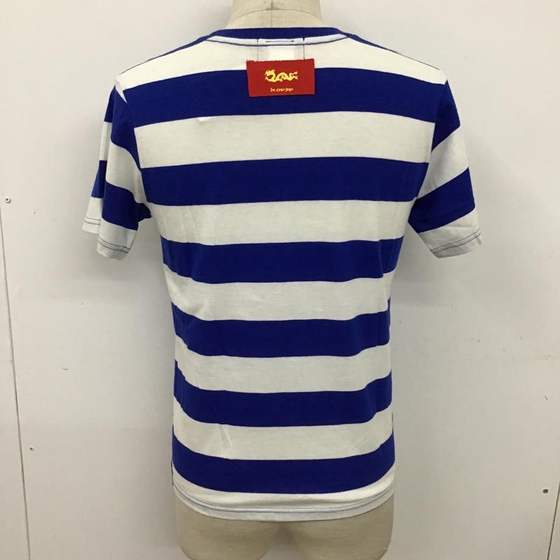 クリームソーダ CREAMSODA Tシャツ 半袖 クルーネック ボーダー タグ付き S ロゴ、文字 白 / ホワイト / X 青 / ブルー /  メンズ USED 古着 中古 10097903