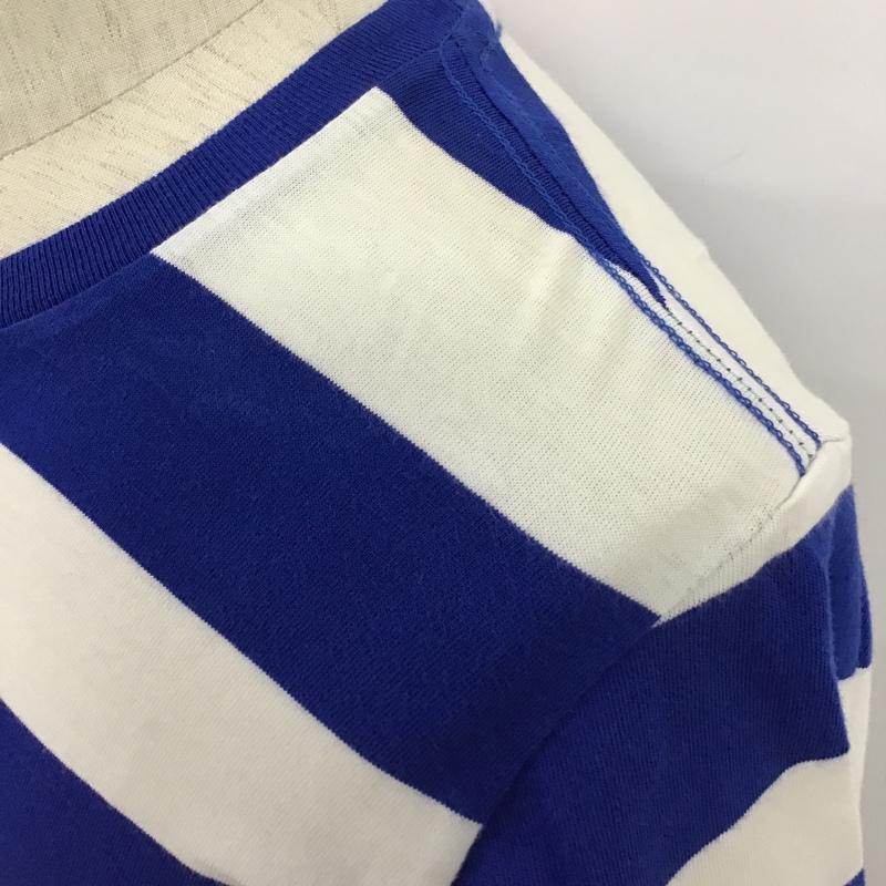 クリームソーダ CREAMSODA Tシャツ 半袖 クルーネック ボーダー タグ付き S ロゴ、文字 白 / ホワイト / X 青 / ブルー /  メンズ USED 古着 中古 10097903