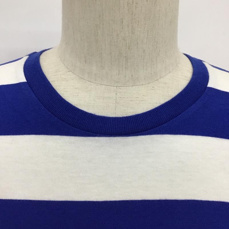 クリームソーダ CREAMSODA Tシャツ 半袖 クルーネック ボーダー タグ付き S ロゴ、文字 白 / ホワイト / X 青 / ブルー /  メンズ USED 古着 中古 10097903