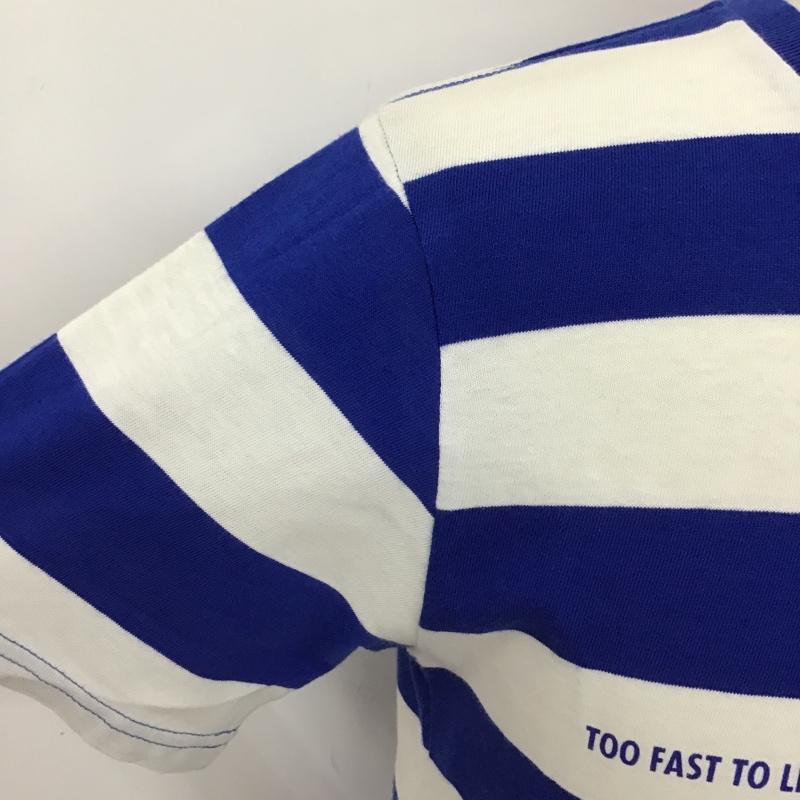 クリームソーダ CREAMSODA Tシャツ 半袖 クルーネック ボーダー タグ付き S ロゴ、文字 白 / ホワイト / X 青 / ブルー /  メンズ USED 古着 中古 10097903