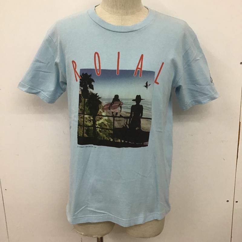 ロイヤル roial Tシャツ 半袖 フォトプリント クルーネック L ロゴ、文字 水色 / ライトブルー /  メンズ USED 古着 中古 10097905